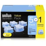 Braun 6x Braun Series Ersatzkartuschen mit Reinigungsflüssigkeit (170ml) Elektrorasierer Reinigungslösung