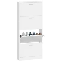 VidaXL Schuhschrank Hochglanz-Weiß 59x17x150 cm Holzwerkstoff