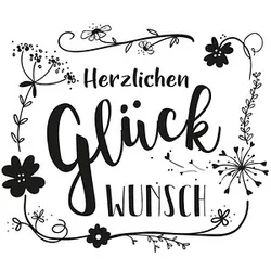 Rayher Herzlichen Glückwunsch Motivstempel Ranken 8,0 x 9,0 cm
