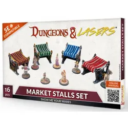 Dungeons & Lasers - City Props (Unbemalt) - Market Stalls Set