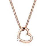 Elli DIAMONDS Halskette Damen Herz Anhänger Liebe mit Diamant (0.015 ct.) in 925 Sterling Silber Rosé vergoldet