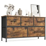 Songmics Sideboard 5 Schubladen vintagebraun / tintenschwarz