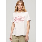 Superdry T-Shirt »METALLIC VL RELAXED T SHIRT«, Print-Shirt mit glitzerndem Logo-Druck Gr. XXS, Mauve chalk pink , 71926133-XXS