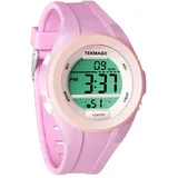 10 ATM wasserdichte Mädchen Armbanduhr für Tauchen Schwimmen mit Funktionen von Stoppuhr, Chronograph und Wecker, doppelte Zeitzonen-Anzeige, 12/24 Stunden Format Wählbar, new pink, Band