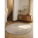 vikosa Viskose Teppich Noemi - Flauschiger Wohnzimmerteppich Rund, Handgemacht & Weich, Einfarbiges Design Handgewebt, dezenter Glanz, Kurzflor für Wohnzimmer, Schlafzimmer, Flur - Beige, Ø 120 cm