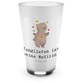 Mr. & Mrs. Panda Glas Bär Jonglieren - Transparent - Geschenk, Latte Macchiato, Zirkus, Cap, Premium Glas, Hochwertige Verarbeitung