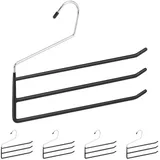 relaxdays Kleiderbügel 15 x Hosenbügel mehrfach schwarz schwarz|silberfarben