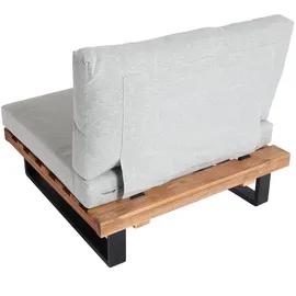 Mendler Lounge-Sessel HWC-H54, Garten-Sessel, Spun Poly Akazie Holz FSC®-zertifiziert Aluminium ~ hellbraun, Polster hellgrau