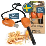 LIGHT MY FIRE Feuerstahl Outdoor Army, 10 mm, 12000 Zündungen, 2-in-1 mit Notfallpfeife, Feuerstahl XXL Survival Gadget Feuerstein Feuerzeug, Ewiges Streichholz mit Bio-basierter Kunststoffgriff