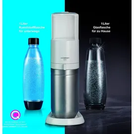 Sodastream Duo weiß + Glaskaraffe + PET-Flasche + Zylinder