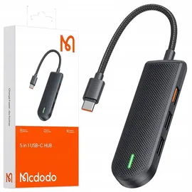 Mcdodo HU-1430 5 in 1 USB-C HUB, 3-Port USB-Hub (1x 3.0, 2x 2.0) + SD Cardreader, schwarz