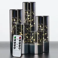 Eywamage Slim Glass LED Kerzen mit Fernbedienung 5er Set Φ 2" H 3" 4" 5" 6" 7"