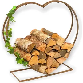 DanDiBo Ambiente Kaminholzregal Innen Metall Herz Kaminholzständer 2013221 XL 78 cm Holzkorb Kaminholzhalter Holzregal Feuerholzhalter Deko