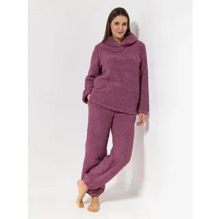 MONT CHALET Damen-Hausanzug uni Schäfchenfellimitat Schalkragen