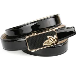 Ledergürtel ANTHONI CROWN, Damen, Gr. 90, schwarz, Leder, unifarben, Gürtel, Schmaler Lackledergürtel, kleine Blätter