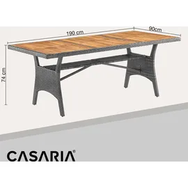 CASARIA Gartentisch 190 x 90 x 74 cm Grau