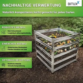 BITUXX Komposter Garten Wetterfest Kompostierer Kompostbehälter Metall 100 x 100 cm