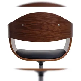 Mendler Esszimmerstuhl HWC-H46, Küchenstuhl, höhenverstellbar Drehmechanismus Bugholz FSC® ~ Walnuss-Optik, Kunstleder schwarz