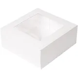 50 Stück - Konditorschachteln mit Fenster 'Thepack' 250 g/m2 + Opp, 18 x 18 x 7,5 cm, Weiß, Nano-Micro