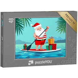 puzzleYOU Puzzle Urlaub: Weihnachtsmann in Shorts und T-Shirt, 48 Puzzleteile, puzzleYOU-Kollektionen Weihnachten