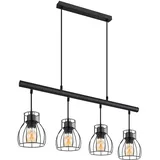 ETC Shop Vintage Pendelleuchte Hängelampe Esstisch Hängeleuchte Industrial schwarz Hängelampe, Käfig Schirme Metall, 4x LED 7W 806Lm warmweiß, L 77 cm