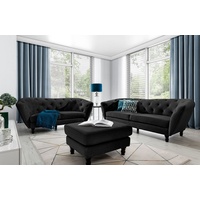 Fun Möbel Polstergarnitur Sofa-Set 3-2-1 Designer-Sofa Charlotte Stoff, (3-tlg., Sofa-Set 3-2-1 Designer-Sofa Charlotte Stoff) schwarz