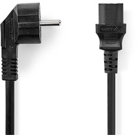 Nedis Stromkabel Schutzkontaktstecker IEC-320-C13 abgewinkelt gerade Vernickelt rund PVC Schwarz 2 m Netzstecker Typ E C13-Koppler