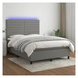 vidaXL Boxspringbett 140 x 200 cm LED Dunkelgrau