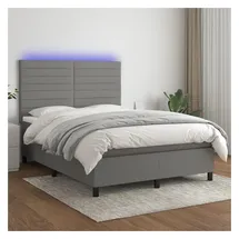 vidaXL Boxspringbett 140 x 200 cm LED Dunkelgrau