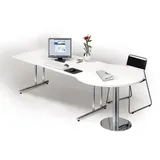 Kerkmann Anbautisch höhenverstellbar Lago weiß, chrom halbrund 80,0/100,0 x 100,0 x 72,0 - 82,0 cm