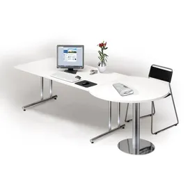 Kerkmann Anbautisch höhenverstellbar Lago weiß, chrom halbrund 80,0/100,0 x 100,0 x 72,0 - 82,0 cm