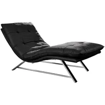 W.Schillig Relaxliege daily dreams Leder 75 x 91 x 170 cm schwarz mit Kissen