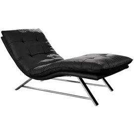 W.Schillig Relaxliege daily dreams Leder 75 x 91 x 170 cm schwarz mit Kissen
