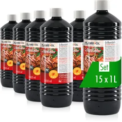 15x 1 L  Grillanzünder flüssig für Grills und Feuerstellen in Flasche