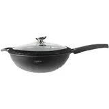 Platinum WOK Pfanne 32cm Induktion Aluguss mit Deckel Antihaft Bratpfanne Marmorbeschichtung Gastronomie Home