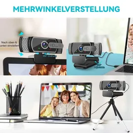 Neefeaer 2K Full HD Webcam Schwarz