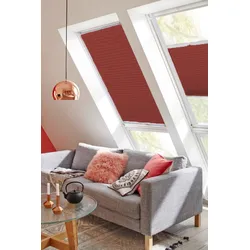 Dachfensterplissee SUNLINES "StartUp Style Honeycomb TL", rot (ziegelrot, weiß), B:77,6cm H:136,1cm, Obermaterial: 100% Polyester, Plissees, mit Führungsschienen
