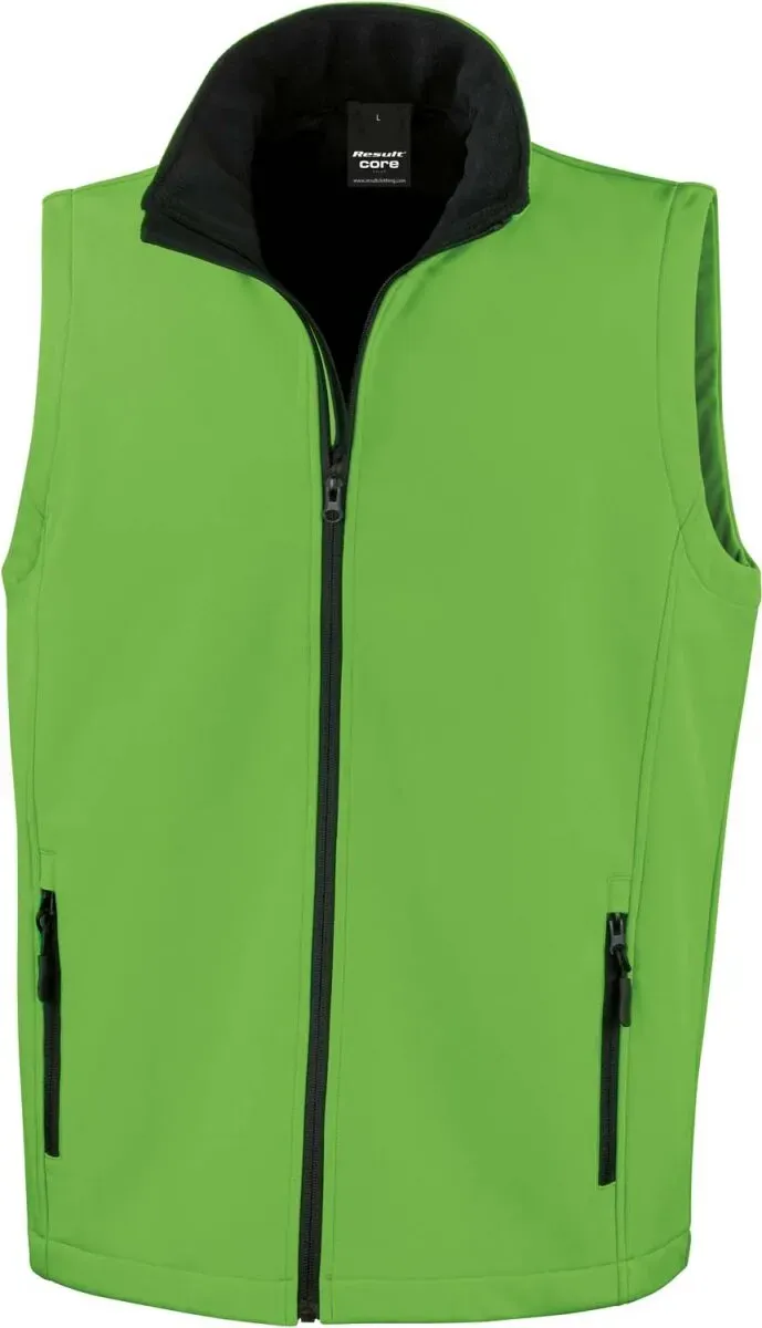 Result Core Herren 2-Lagen Softshell Gilet 'Printable' Bodywarmer R232M vivid green/black 3XL