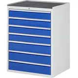 RAU Schubladenschrank Serie 7000, HxBxT 1.035 x 770 x 650 mm, 7 x 90%-Auszug-Schubladen 4 x 120, 3 x 150 mm, Arbeitsplatte Metall