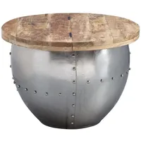 FineBuy Couchtisch Rund Holz Metall Sofatisch Ø 60 cm