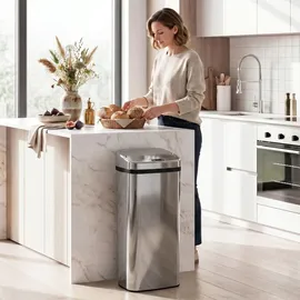 Homcom Mülleimer 50 l Silber