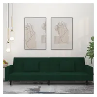 vidaXL Schlafsofa 2-Sitzer mit 2 Kissen Dunkelgrün Samt