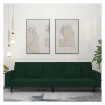 vidaXL Schlafsofa 2-Sitzer mit 2 Kissen Dunkelgrün Samt