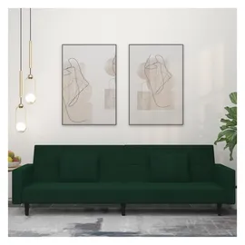 vidaXL Schlafsofa 2-Sitzer mit 2 Kissen Dunkelgrün Samt