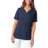 CLINIC DRESS Schlupfkasack Damen Kasack für die Pflege 1/2 Arm Regular Fit Länge ca. 70 cm 50% Baumwolle 95 Grad Wäsche Navy S - S