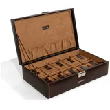 FRIEDRICH23 Uhrenbox Bond für 10 Uhren Kunstleder Braun