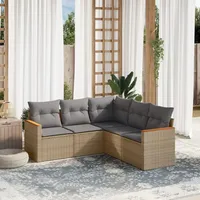 Gecheer 5-TLG. Gartenlounge Set, Balkonlounge Set, Terrassensofa, Loungemöbel Polyrattan, Polyrattan Gartenmöbel, Garten Sofa Set, Kissen