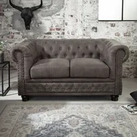 Riess Ambiente Chesterfield 2er Sofa 150cm vintage grau taupe
