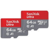 SanDisk Ultra R140 microSDXC 64GB Kit, UHS-I U1, A1, Class 10, 2er-Pack (SDSQUAB-064G-GN6MT)