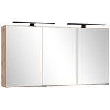 Lomadox Spiegelschrank 120cm, Eiche, LED-Beleuchtung, LIVINGSTON-03